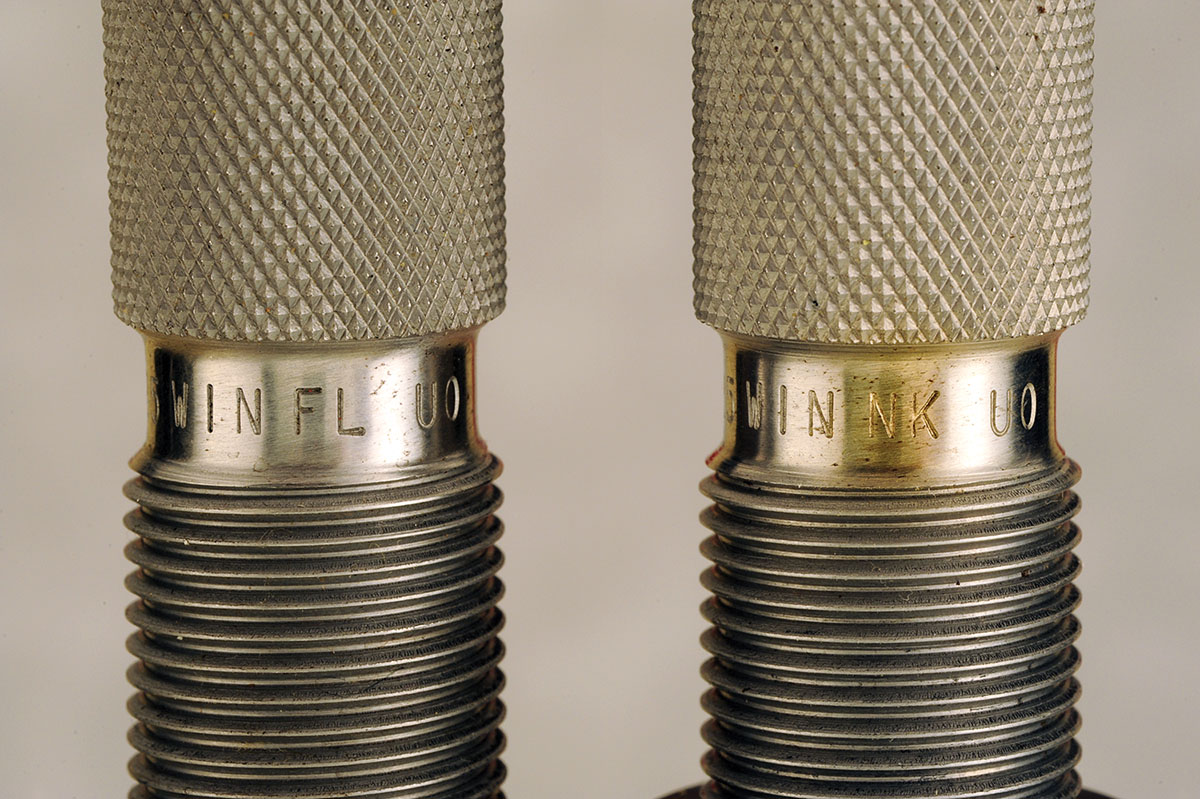 On the Redding dies, readers can see FL (full length) or NK (neck size), both of which are included in the three-die set.